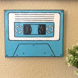 Wall Painting Cyan Cassette Tape Canvas Art